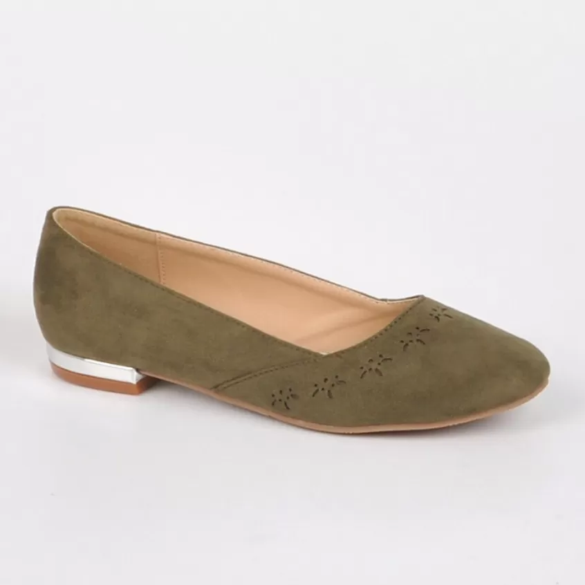 Ballerines | VICE VERSA Ballerines Femme Vert Kaki Au Talon Argente