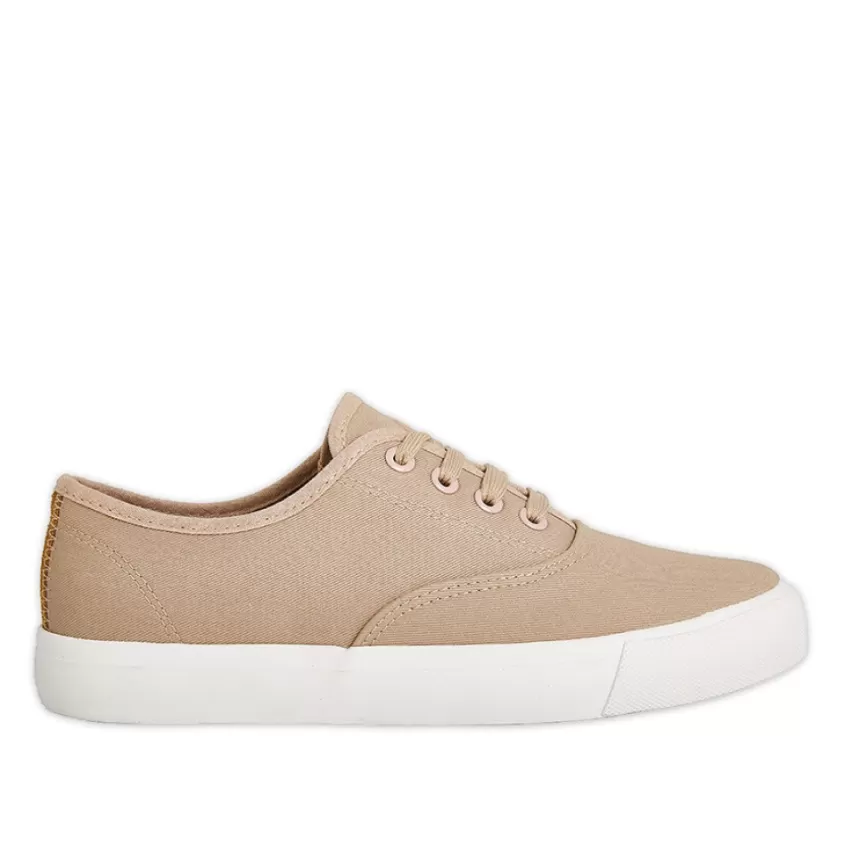 Baskets, Sneakers | STREET LIFE Baskets / Tennis En Toile Beige Lacets Elastiques