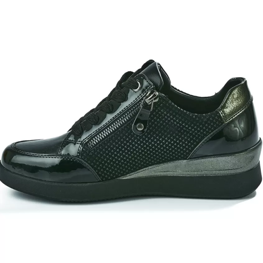 Chaussures Confort | LADY CONFORT Baskets Confort Femme Noir Avec Fermeture Eclair