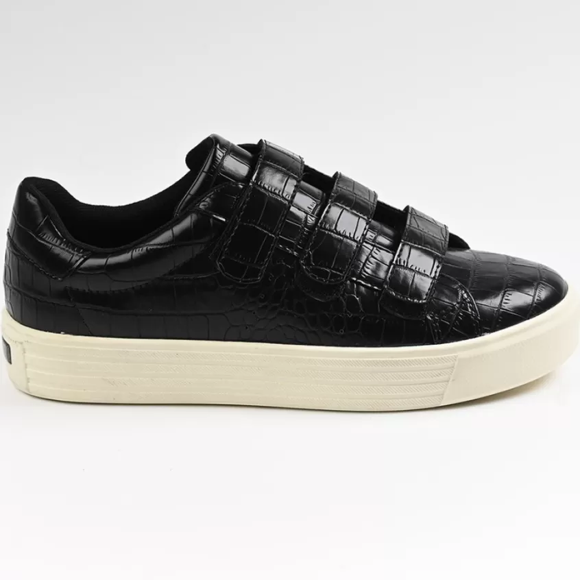 Baskets, Sneakers | STREET LIFE Baskets Femme Avec Effet Croco Noir