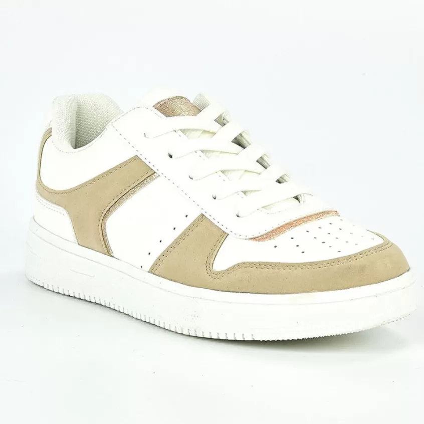 Baskets, Sneakers | STREET LIFE Baskets Femme Blanc Et Beige