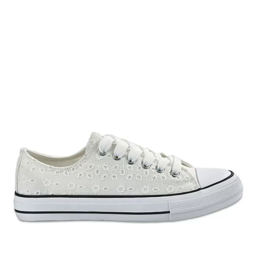 Baskets, Sneakers | STREET LIFE Baskets Femme Dentelle Blanche Broderie Anglaise