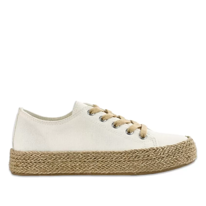 Baskets, Sneakers | STREET LIFE Baskets Femme En Toile Blanche Semelle Corde