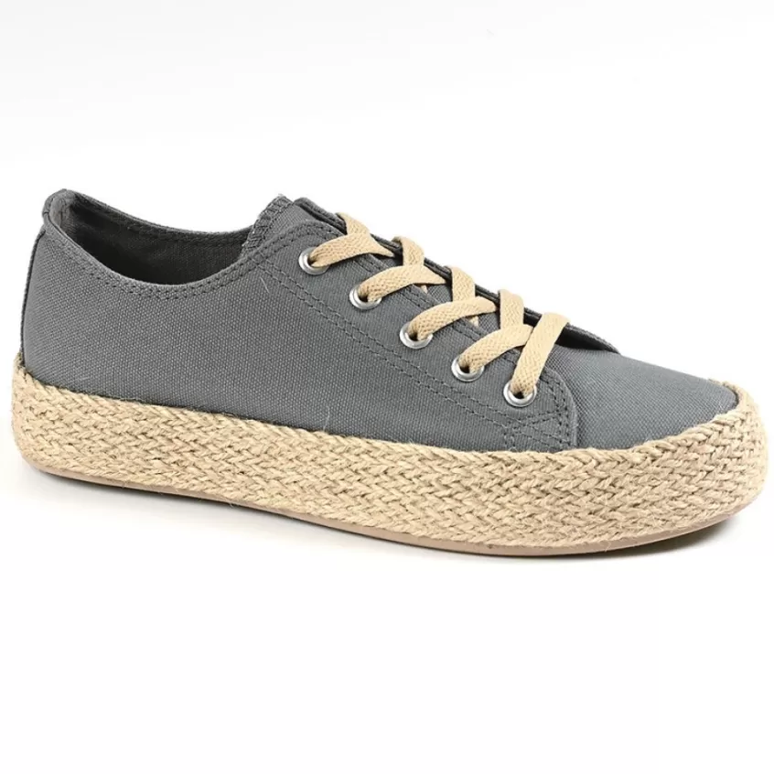 Baskets, Sneakers | STREET LIFE Baskets Femme En Toile Grise Semelle Corde