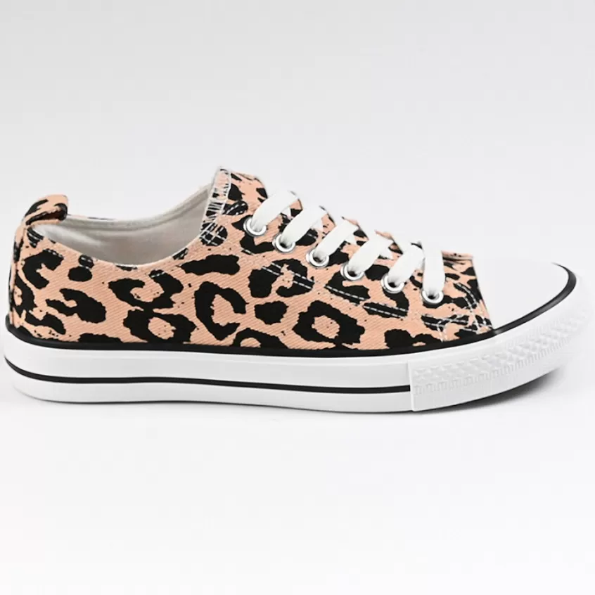 Baskets, Sneakers | STREET LIFE Baskets Femme En Toile Leopard Rose