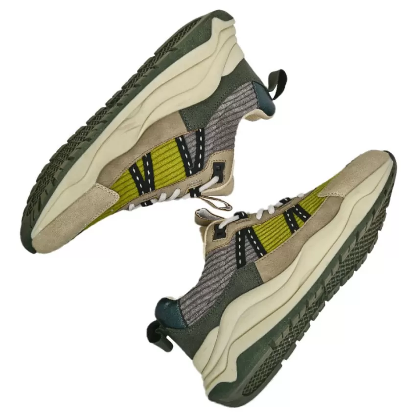 Baskets, Sneakers | STREET LIFE Baskets Femme Gris Et Vert Style Dad Shoes