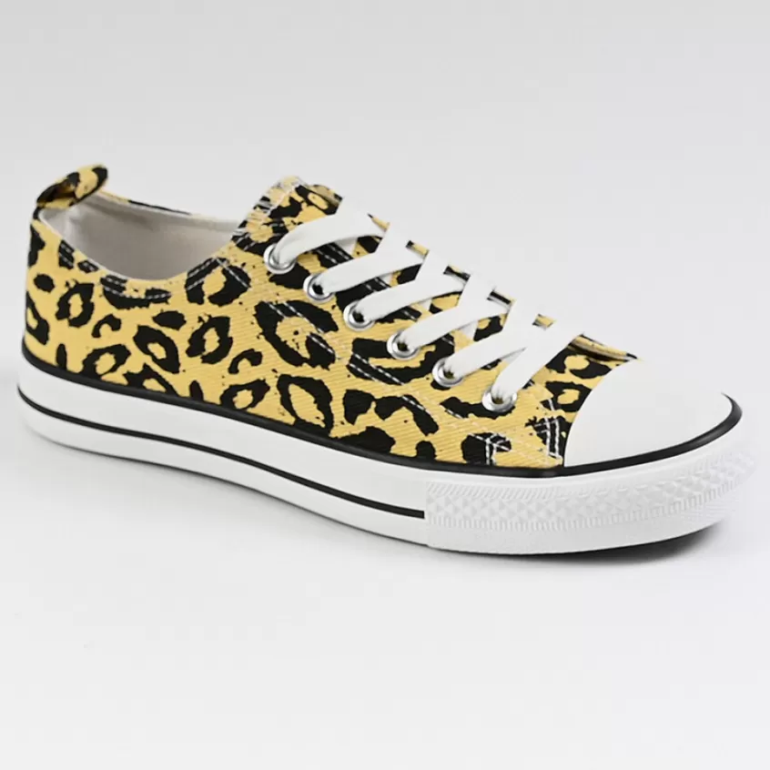 Baskets, Sneakers | STREET LIFE Baskets Femme Jaune Motif Leopard