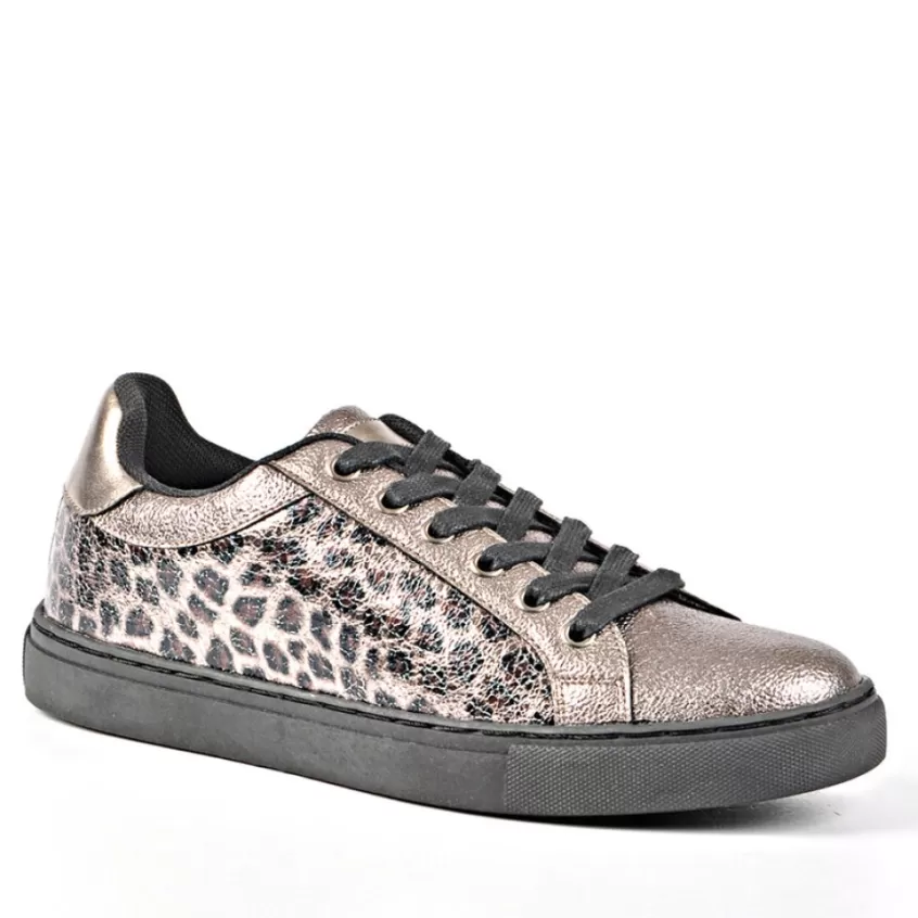 Baskets, Sneakers | GIRL TIME Baskets Femme Motif Leopard Gris