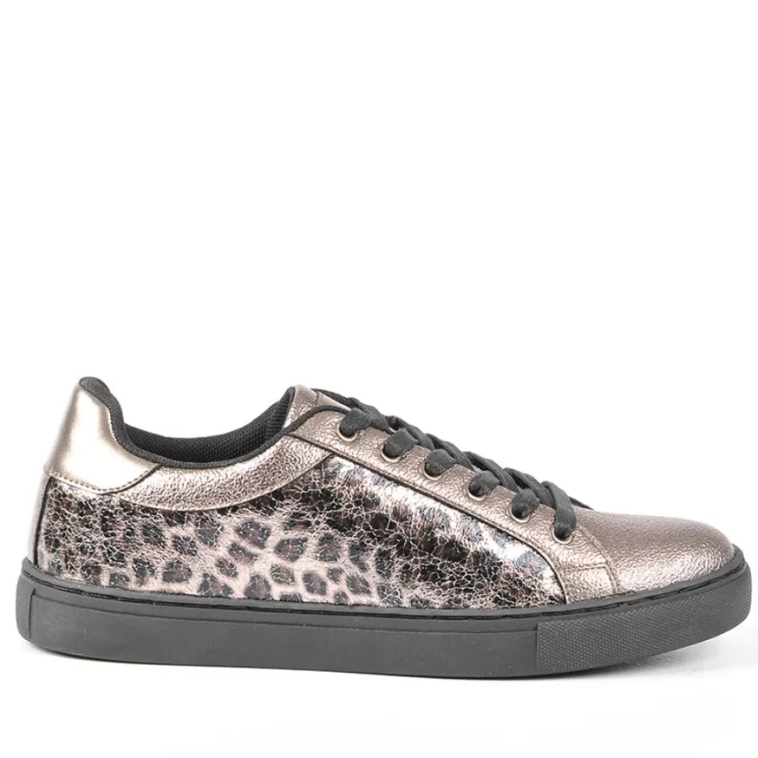 Baskets, Sneakers | GIRL TIME Baskets Femme Motif Leopard Gris