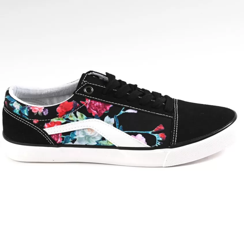 Baskets, Sneakers | STREET LIFE Baskets Femme Noir A Fleurs