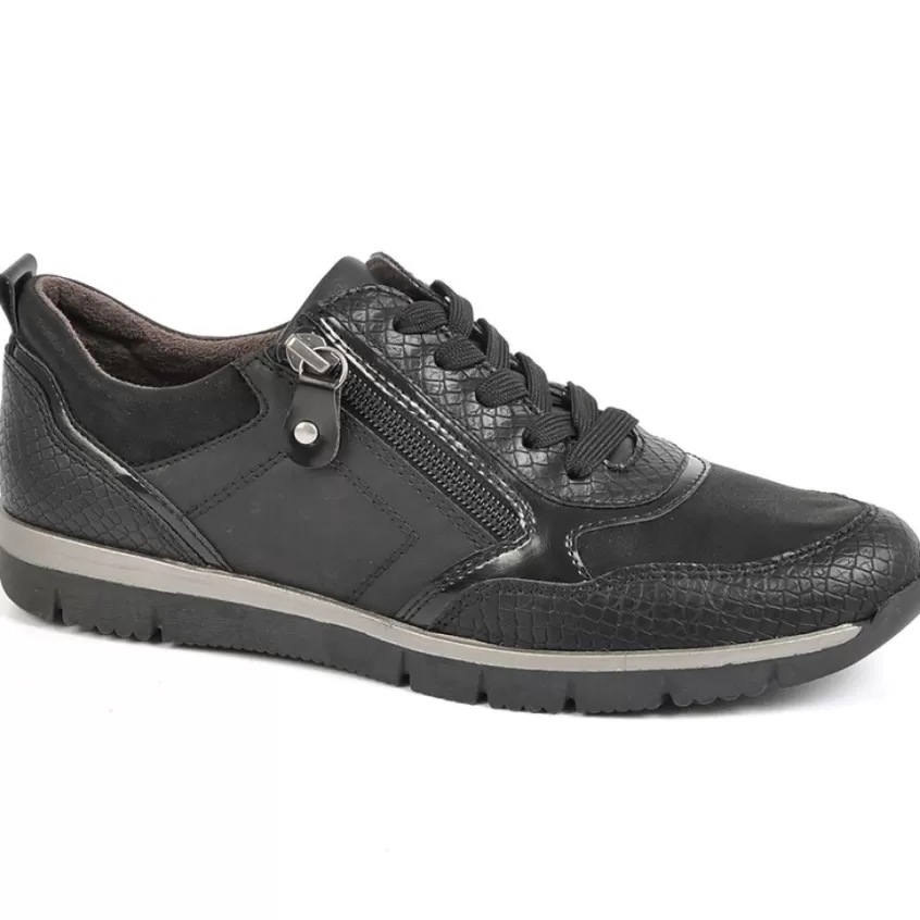 Chaussures Confort | RELIFE Baskets Femme Noir Avec Effet Python