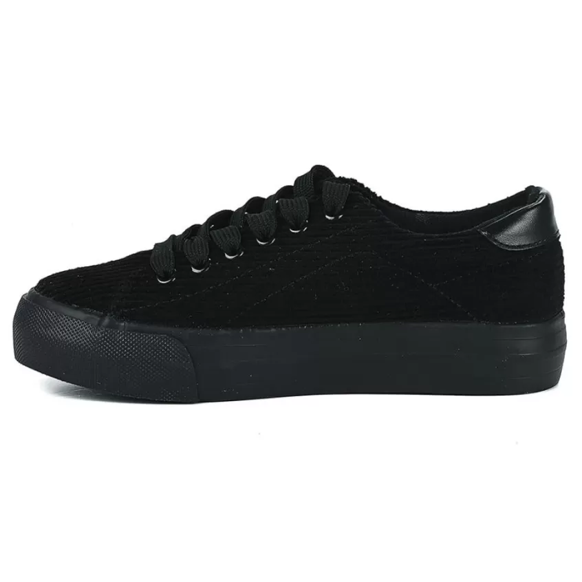 Baskets, Sneakers | STREET LIFE Baskets Femme Noir Velours Cotele