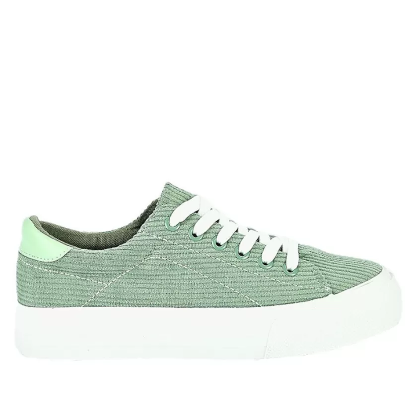 Baskets, Sneakers | STREET LIFE Baskets Femme Vert Velours Cotele