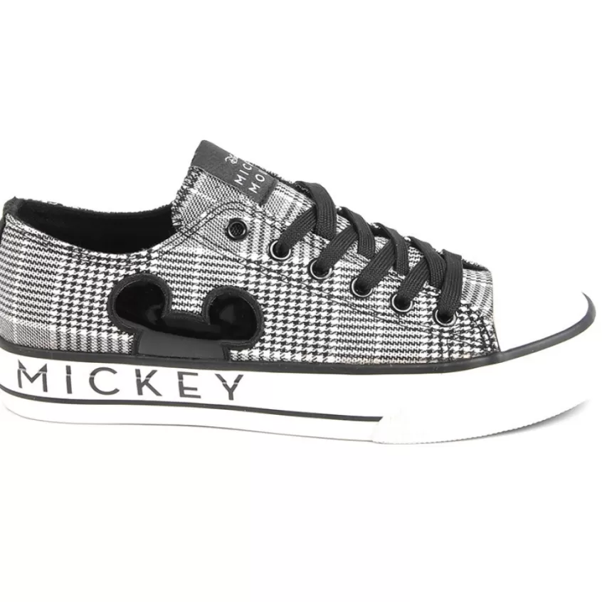 Baskets, Sneakers | MICKEY Baskets Femme Toile Motif Prince De Galles