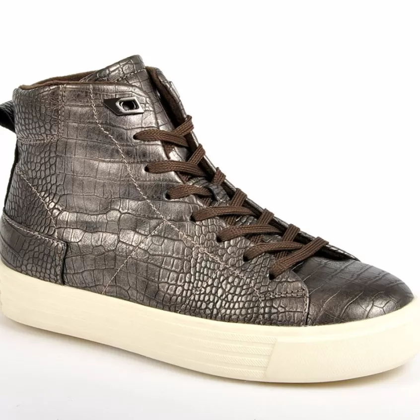 Baskets, Sneakers | STREET LIFE Baskets Montantes Femme Avec Effet Reptile Gris