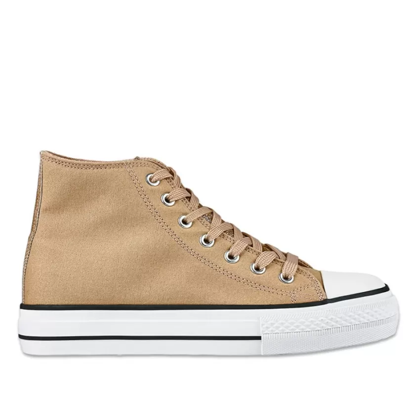 Baskets, Sneakers | STREET LIFE Baskets Montantes Femme Beige A Paillettes