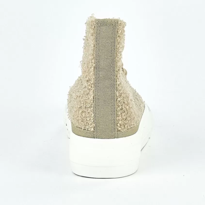 Baskets, Sneakers | STREET LIFE Baskets Montantes Femme Beige Effet Moumoute