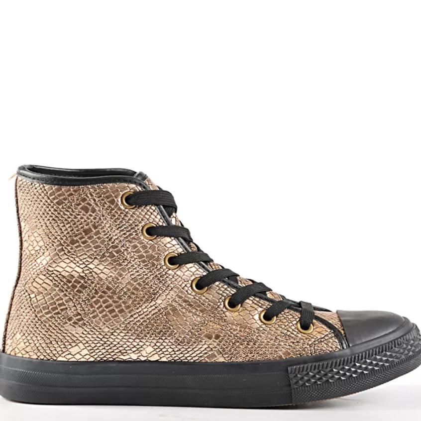 Baskets, Sneakers | GIRL TIME Baskets Montantes Femme Bronze Avec Effet Reptile