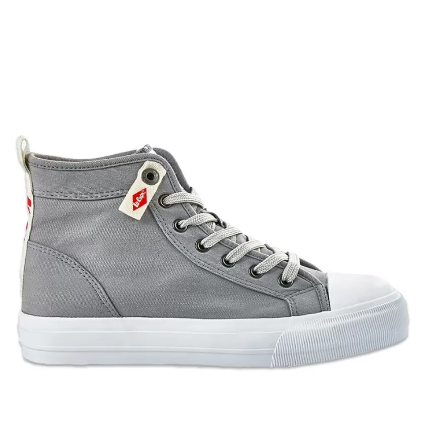 Baskets, Sneakers | LEE COOPER Baskets Montantes Femme En Toile Grise