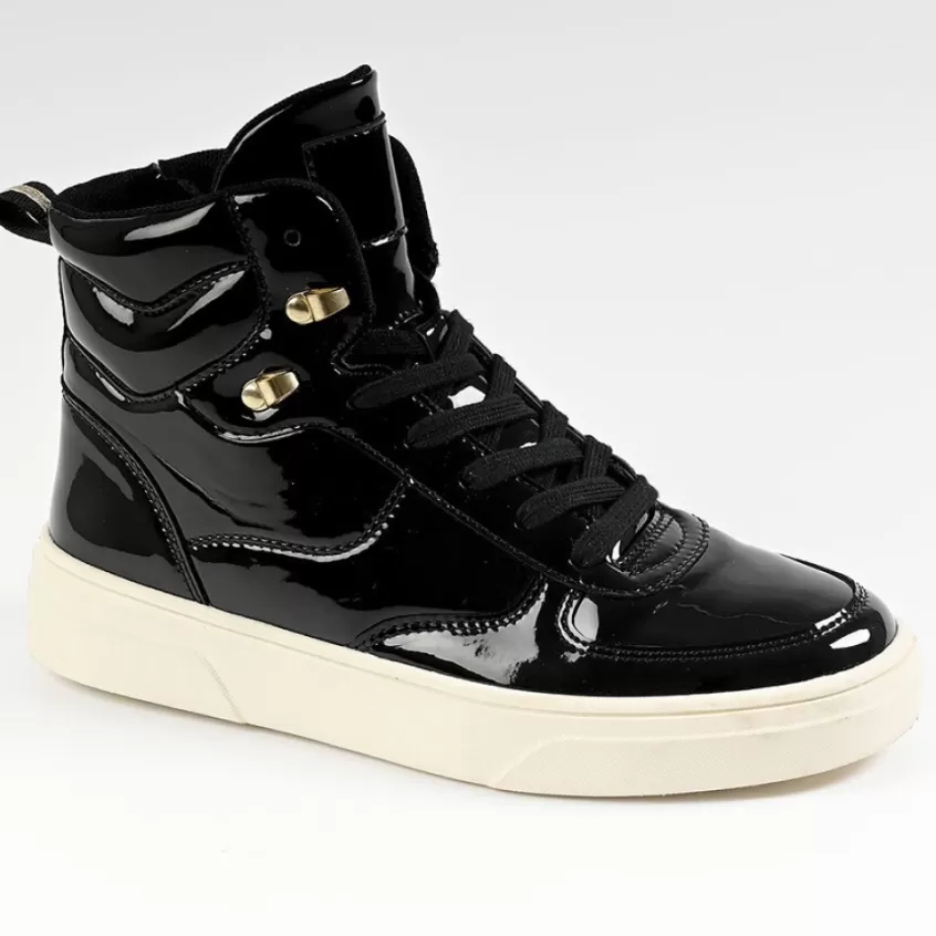 Baskets, Sneakers | STREET LIFE Baskets Montantes Femme Vernis Noir