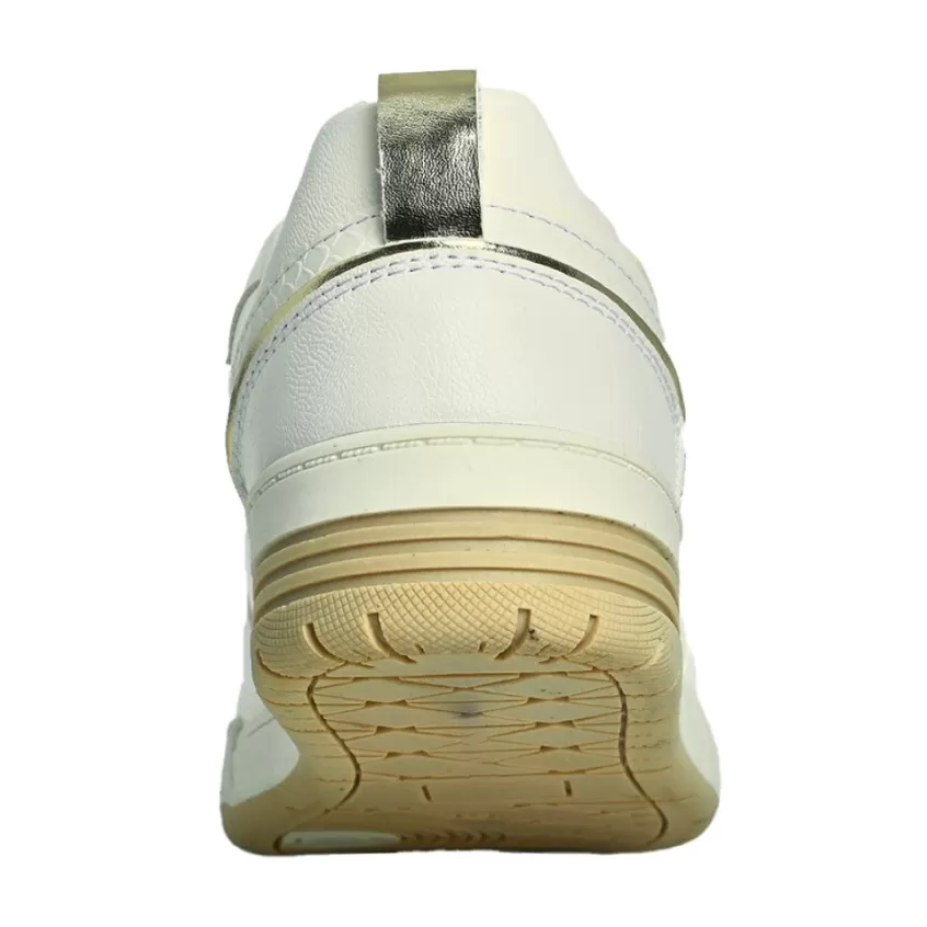 Baskets, Sneakers | STREET LIFE Baskets Plateforme Femme Blanc Et Dore