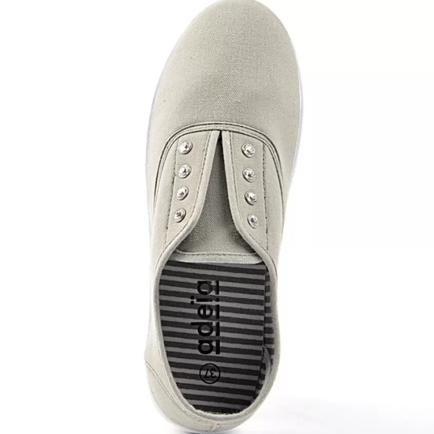 Baskets, Sneakers | STREET LIFE Baskets Tennis Femme En Toile Grise Avec Strass