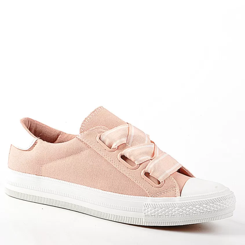 Baskets, Sneakers | GIRL TIME Baskets Tennis Toile Avec Lacets Fantaisies Rose