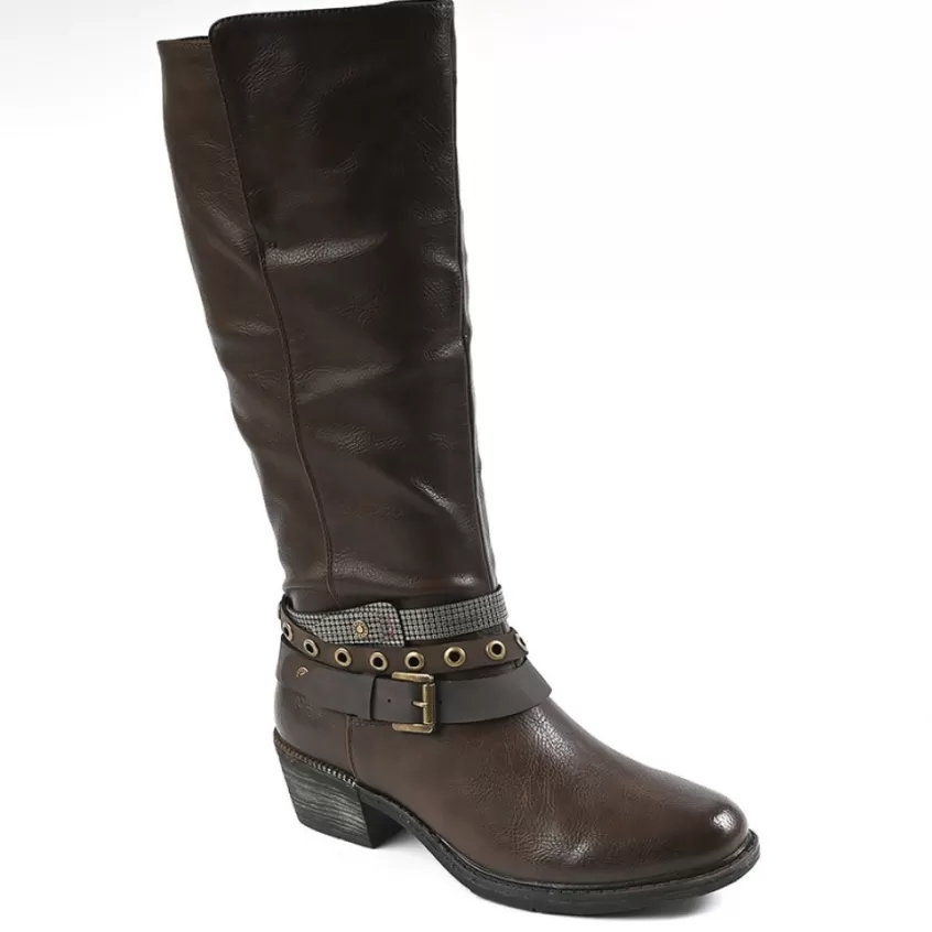 Bottes, Cuissardes | VICE VERSA Bottes Femme A Talons Style Western Marron