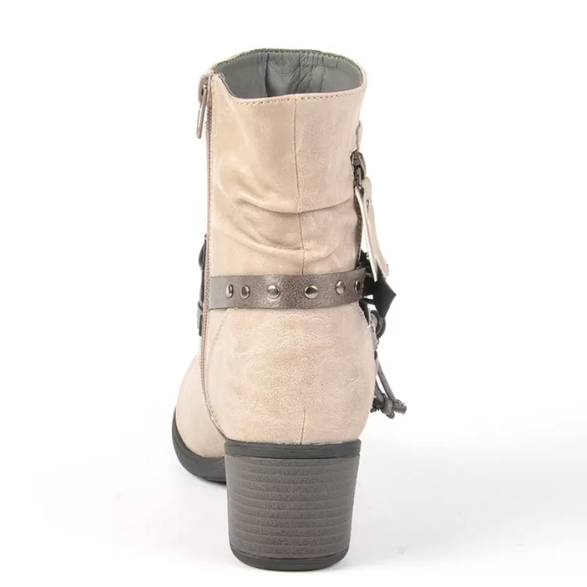 Boots, Bottines | VICE VERSA Bottines A Talon Femme Gris Avec Zip Decoratif