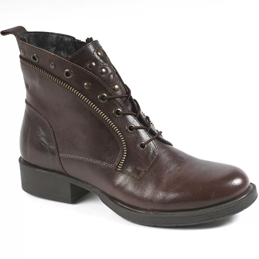 Boots, Bottines | TIPO ALTO Bottines A Talons Avec Lacets Elastiques Marron