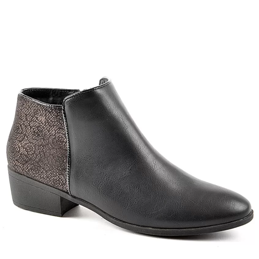 Chaussures Confort | SCALINA Bottines A Talons Bi-Matieres Noir