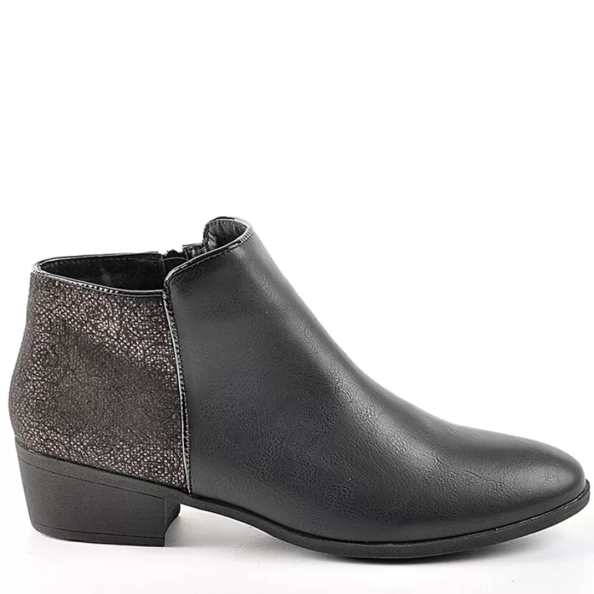 Chaussures Confort | SCALINA Bottines A Talons Bi-Matieres Noir