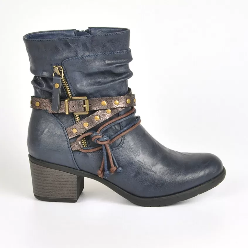 Boots, Bottines | VICE VERSA Bottines A Talons Femme Avec Boucle Bleu Marine