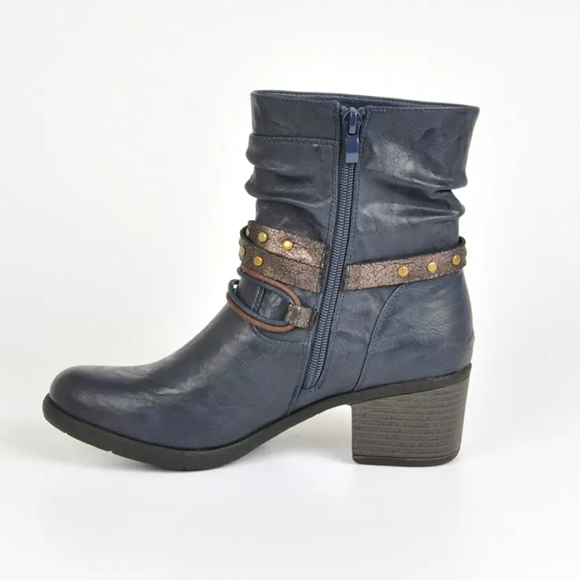 Boots, Bottines | VICE VERSA Bottines A Talons Femme Avec Boucle Bleu Marine