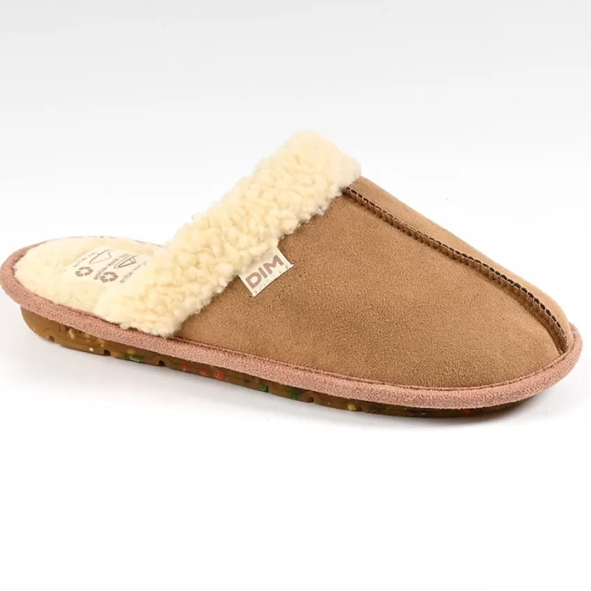 Chaussons | DIM Chaussons Femme Avec Col Fourre Camel