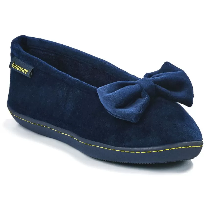 Chaussons | ISOTONER Chaussons Femme Avec Noeuds Bleu Marine