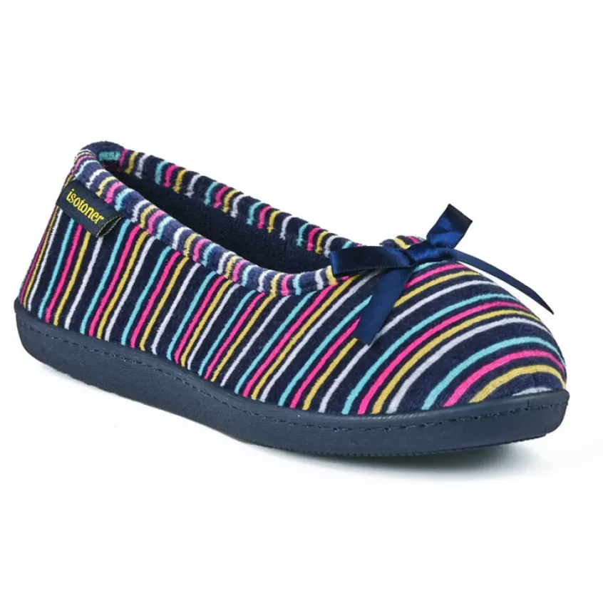 Chaussons | ISOTONER Chaussons Femme Avec Noeuds Bleu Marine