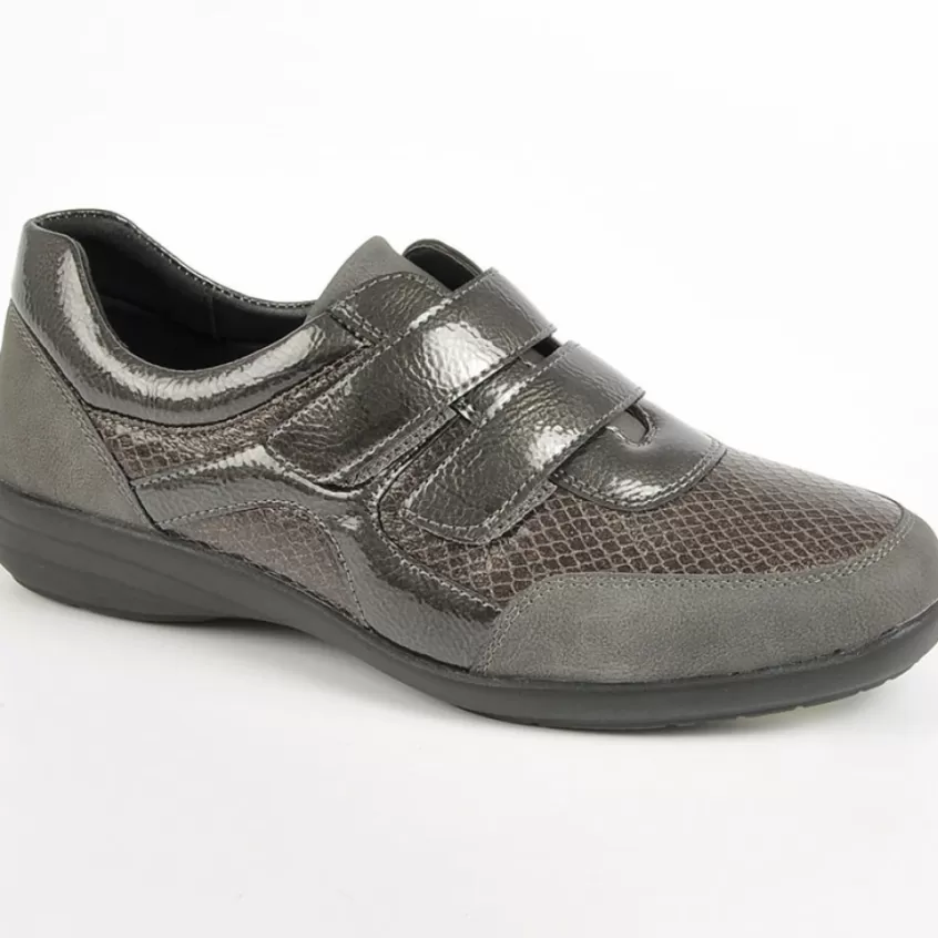 Chaussures Confort | LADY CONFORT Chaussures Confort Avec Effet Reptile Gris