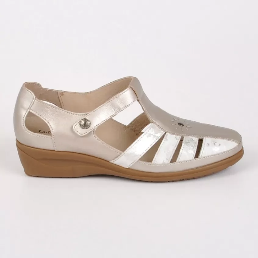 Chaussures Confort | LADY CONFORT Derbies Confort Compensees Bicolores Argente