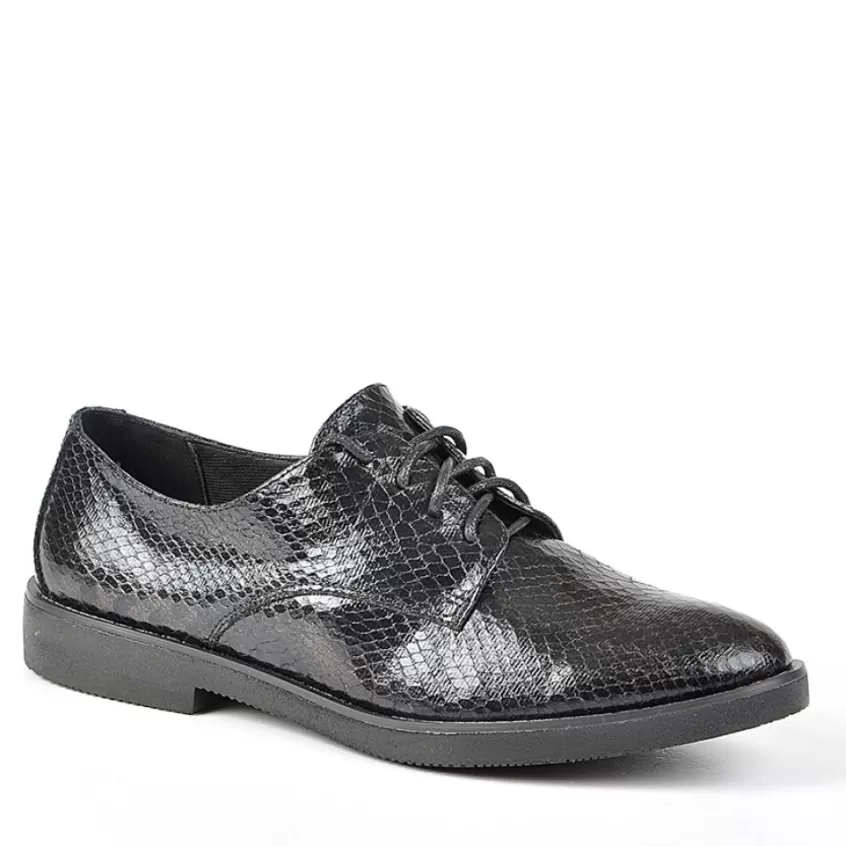 Derbies | ANA LUNA Derbies Femme Avec Effet Reptile Noir