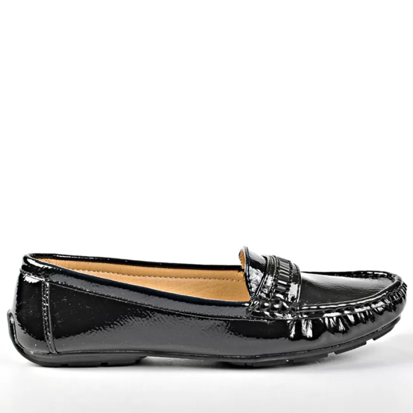 Chaussures Confort | SCALINA Mocassins Femme Avec Strass Vernis Noir