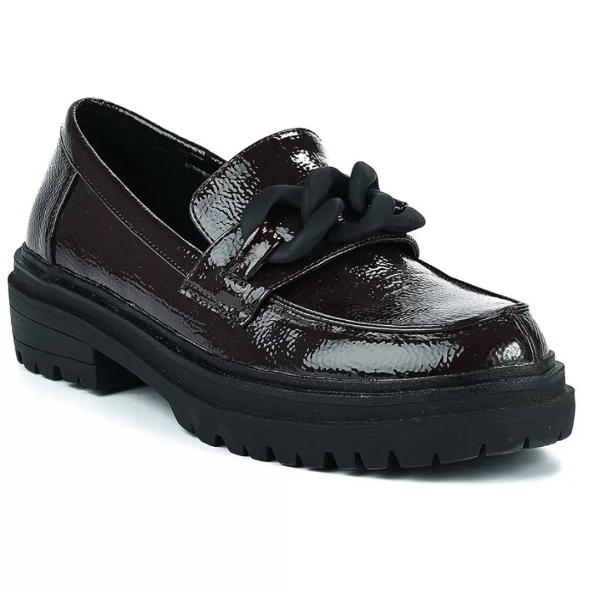 Mocassins | VICE VERSA Mocassins Femme Vernis Bordeaux A Chaine