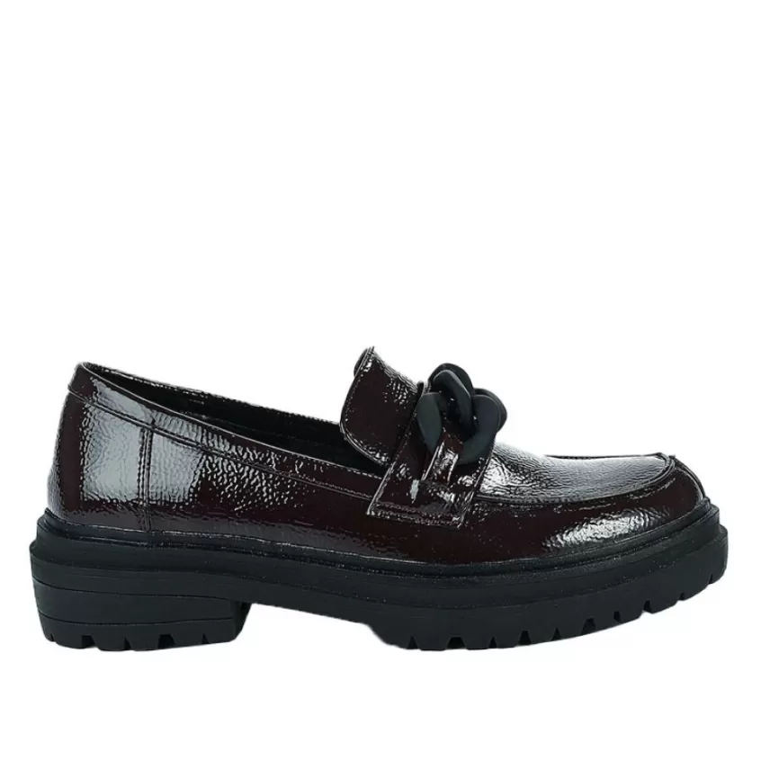 Mocassins | VICE VERSA Mocassins Femme Vernis Bordeaux A Chaine