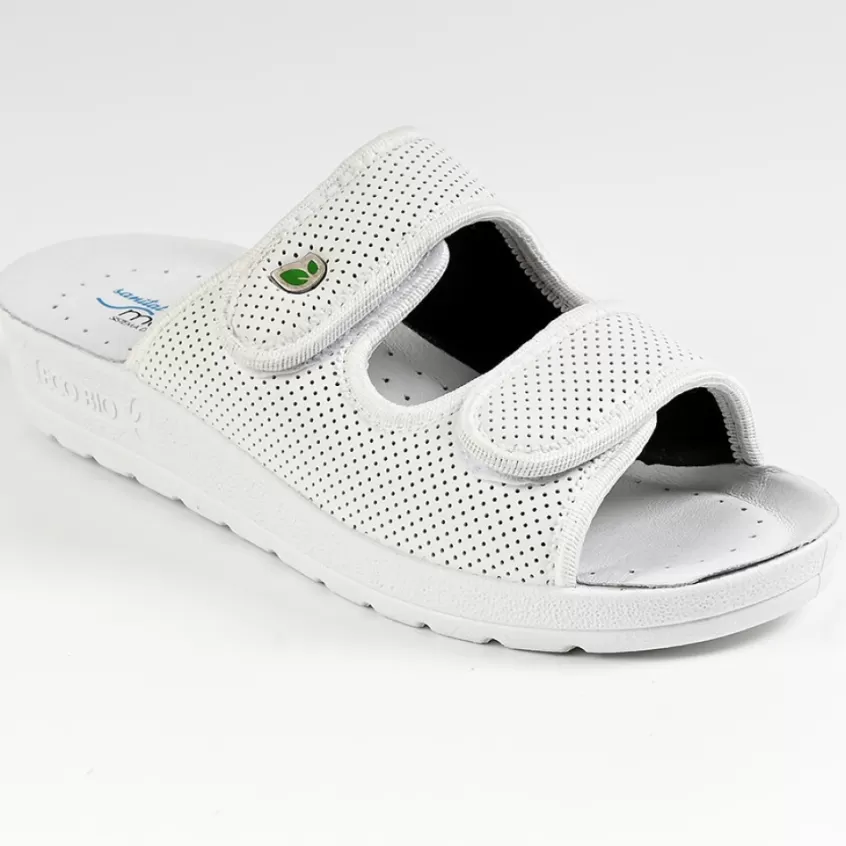 Chaussures Confort | ECO BIO SANITAL Mules Compensees Femme Eco Bio Memorisy Blanc