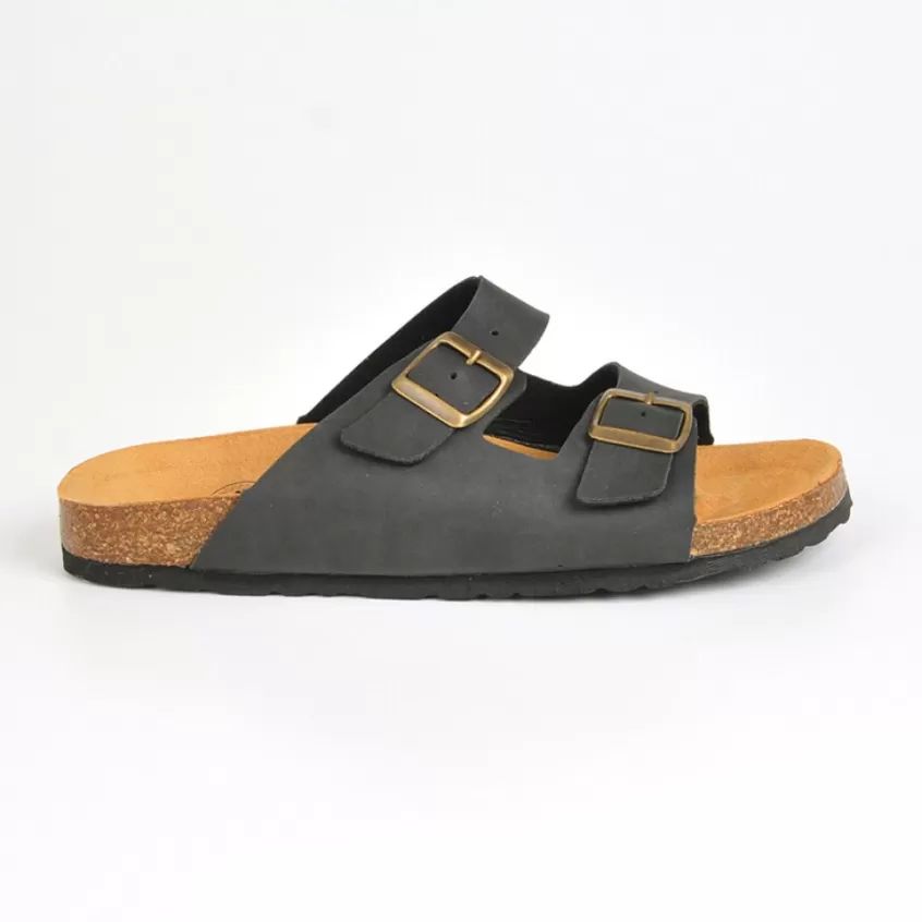 Mules, Tongs | ARIZONA Mules Deux Brides A Boucles Homme Noir