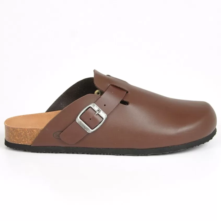 Mules, Tongs | SCHOLL Mules Homme Semelles Anatomiques Marron Cuir