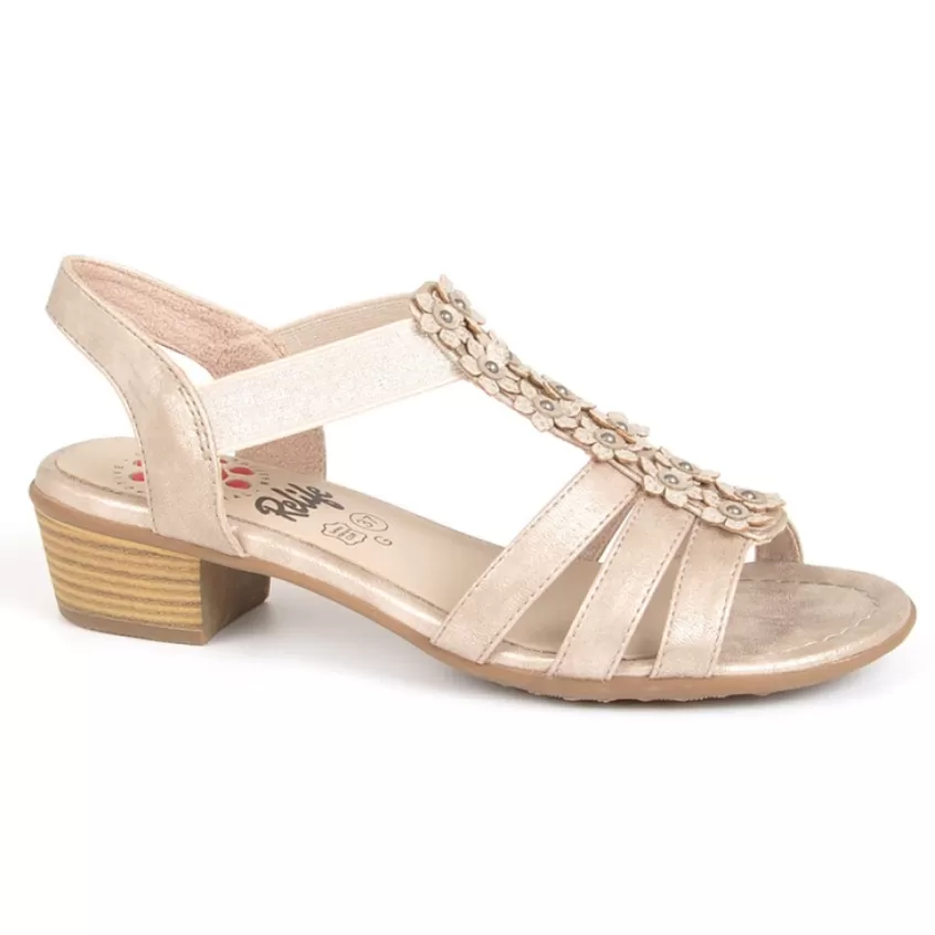 Chaussures Confort | RELIFE Sandales A Talons Femme Avec Elastiques Beige