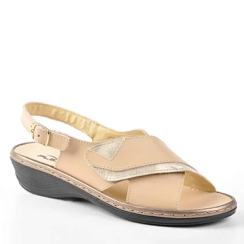 Chaussures Confort | FLEX'IS Sandales Compensees Bi-Matieres Beige