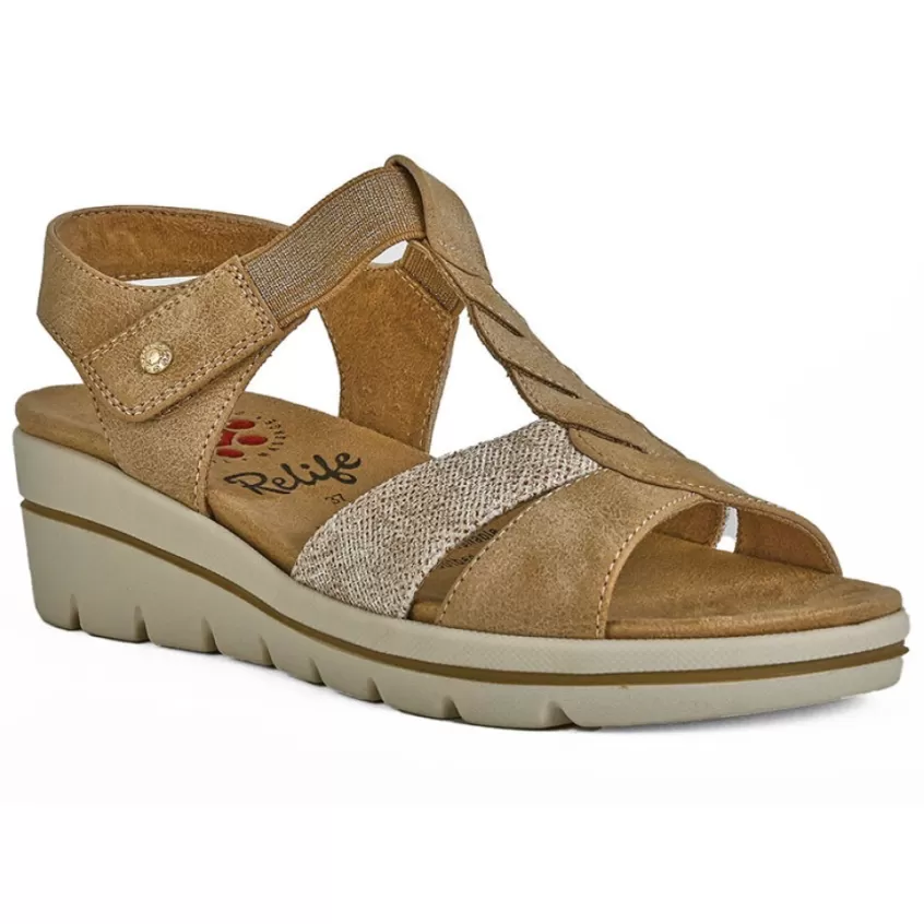 Chaussures Confort | RELIFE Sandales Compensees Semelles Interieures Amovibles Camel